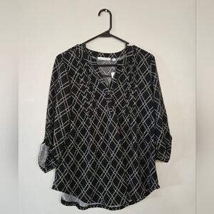 Notations Black and White Checkered Blouse